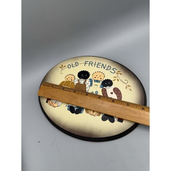 Vintage “Old Friends” Country Folk Art Wooden Plaque Wall Hanging - Picture 4 of 5
